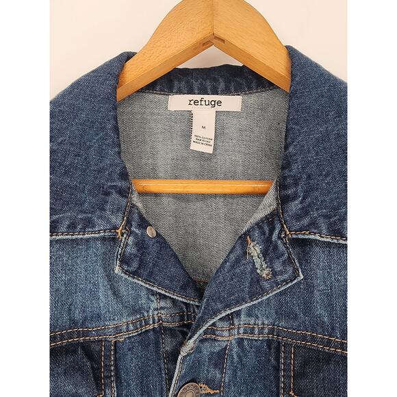 Refuge Over-Sized Blue Denim Jacket Unisex Size Medium - Picture 4 of 6